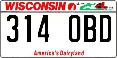 WI license plate 314OBD