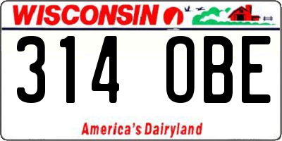 WI license plate 314OBE