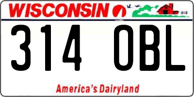 WI license plate 314OBL