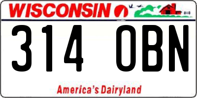 WI license plate 314OBN