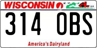 WI license plate 314OBS