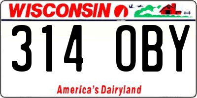 WI license plate 314OBY