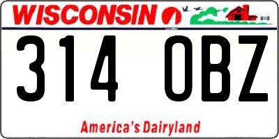 WI license plate 314OBZ