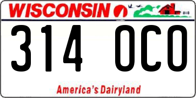WI license plate 314OCO