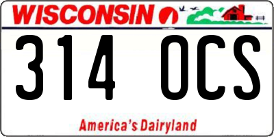 WI license plate 314OCS