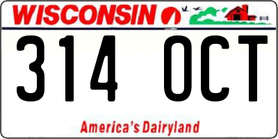 WI license plate 314OCT