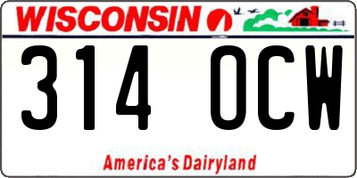 WI license plate 314OCW