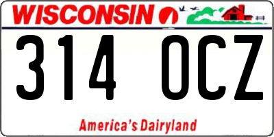 WI license plate 314OCZ