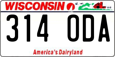 WI license plate 314ODA