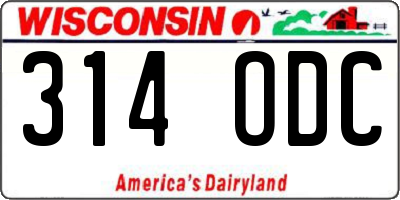 WI license plate 314ODC