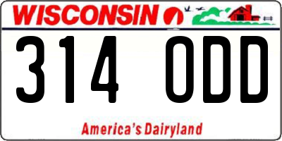 WI license plate 314ODD