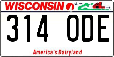 WI license plate 314ODE