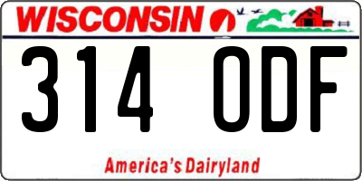 WI license plate 314ODF