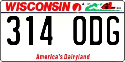 WI license plate 314ODG
