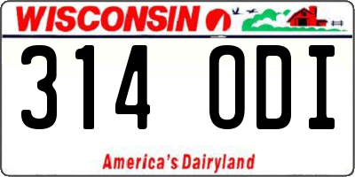 WI license plate 314ODI