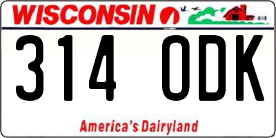 WI license plate 314ODK