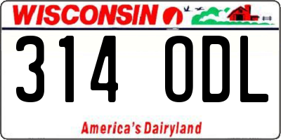 WI license plate 314ODL