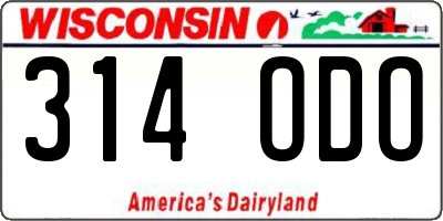 WI license plate 314ODO