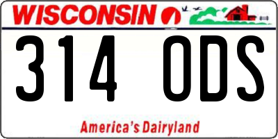 WI license plate 314ODS
