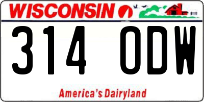 WI license plate 314ODW