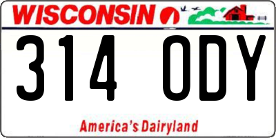 WI license plate 314ODY