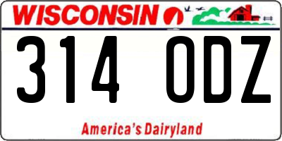 WI license plate 314ODZ