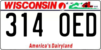 WI license plate 314OED