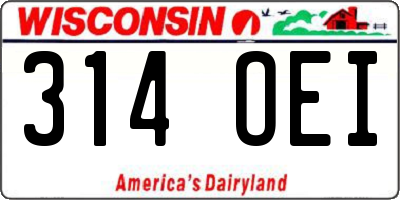 WI license plate 314OEI