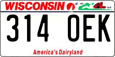 WI license plate 314OEK
