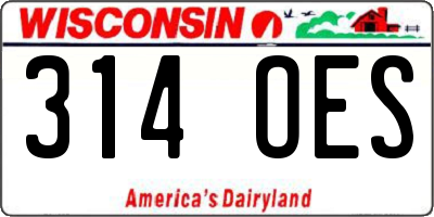 WI license plate 314OES