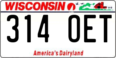 WI license plate 314OET
