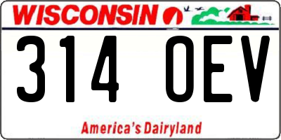 WI license plate 314OEV