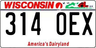WI license plate 314OEX