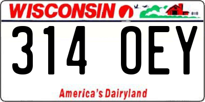 WI license plate 314OEY