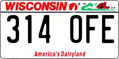 WI license plate 314OFE