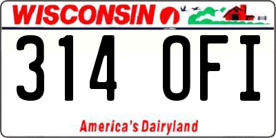 WI license plate 314OFI