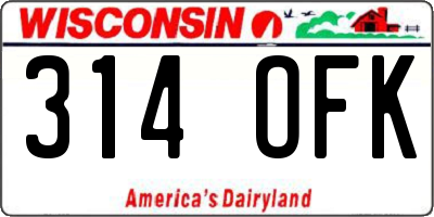 WI license plate 314OFK