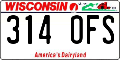 WI license plate 314OFS