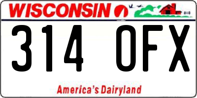 WI license plate 314OFX