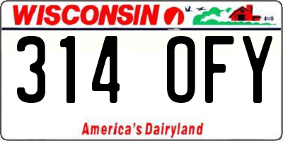 WI license plate 314OFY