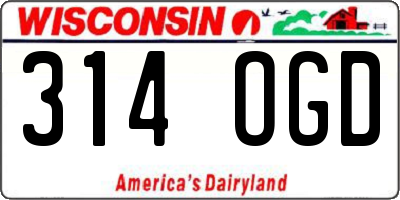 WI license plate 314OGD