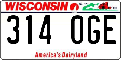 WI license plate 314OGE