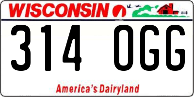 WI license plate 314OGG