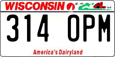 WI license plate 314OPM