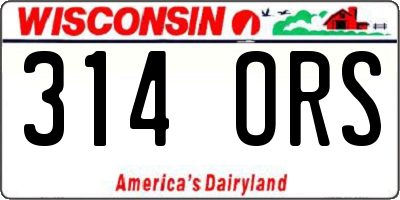 WI license plate 314ORS