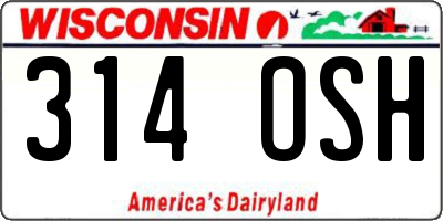 WI license plate 314OSH
