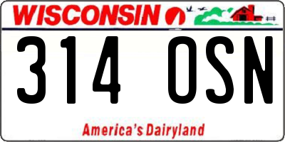 WI license plate 314OSN