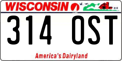 WI license plate 314OST