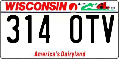 WI license plate 314OTV