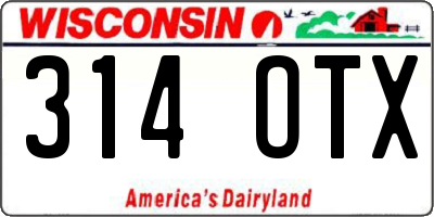 WI license plate 314OTX